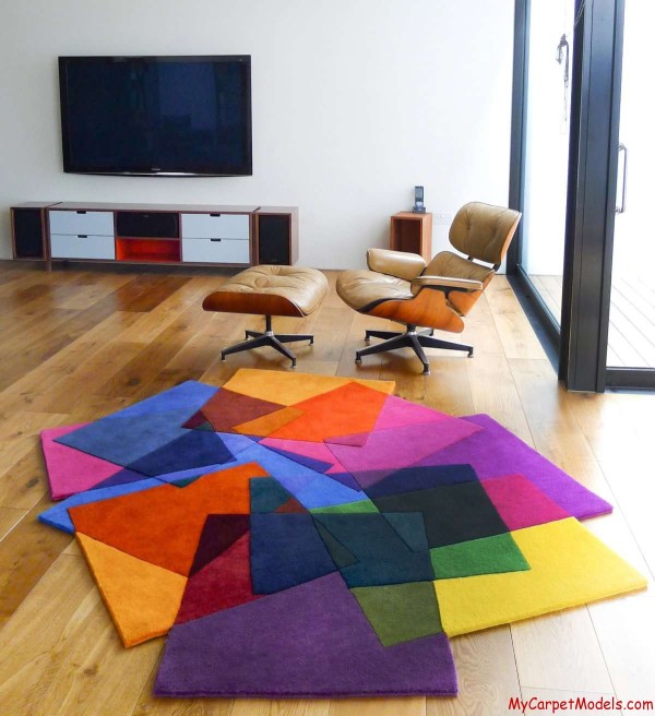 Interior,Nice Spectacular Home Decor Carpet With Stylish Multicolor Rug On Combined Wood Floor And Comfortable Cream Arm Chair,Impress Your Guests Home Decor Carpets