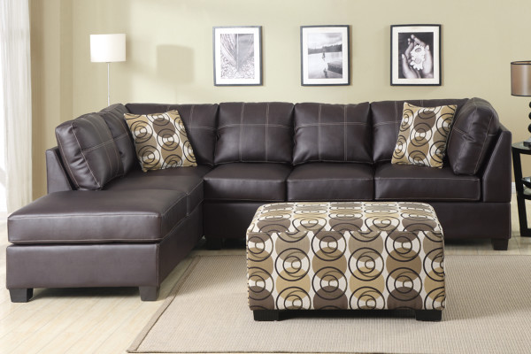 Living Room,Cool Stylish Black Leather Sectional Couch Sale Design With Comfortable Ottoman On Combined Funny Polcadot And Nice Gray Rug,Cheap And Modern Sectional Couch Sale