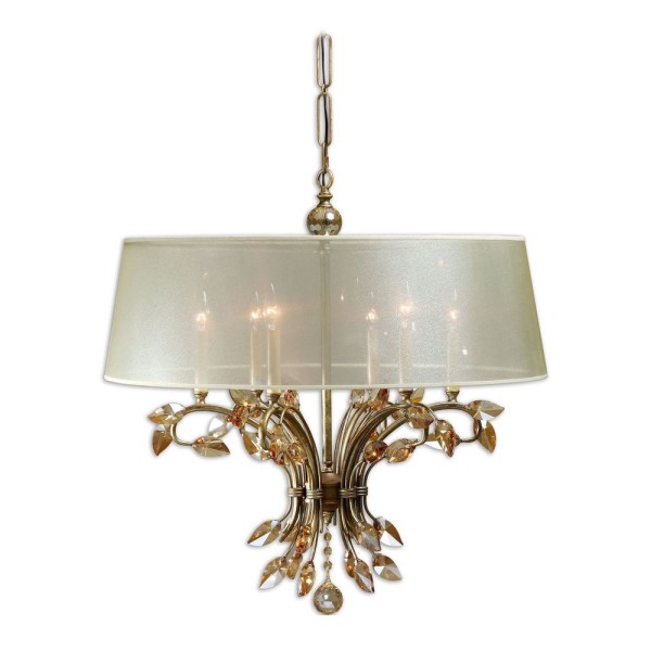 Interior,Luxurious Uttermost Light Design With Beautiful Six Light Single Tier Chandelier And Elegant Gold Crystal Ceiling Pendant ,Design Hanging Uttermost Lights
