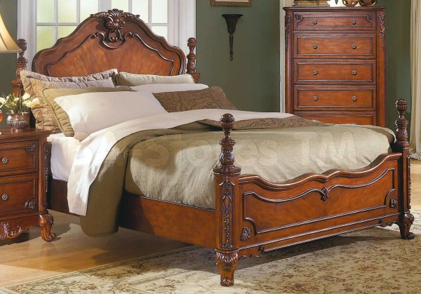 Bedroom,Nice Spectacular Antique Bed Design With Stylish Wood Bed Frame On Combined Dark Brown Color And Nice Headboard Also Comfortable White Mattress,Antique Bedroom Design