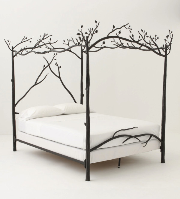 Bedroom,Stunning Tree Bed Design Inspiration With Beautiful Black Canopy And Comfortable White Mattress Also Soft White Pillow,Romantic Sleeping Tree Bed Inspiration