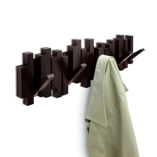 Furniture,Contemporary Modern Wall Coat Hook Design Ideas With Stylish Umbra Sticks In Shiny Dark Brown Color For Unique Concept,Modern Wall Coat Hook Inspired