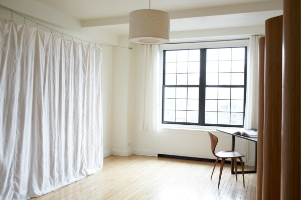 Interior,Minimalist Curtain Ideas For Large Window With The Best Oversized White Curtain And Charming Drum Pandant Lamp Also Nice Wood Floor,Curtain Ideas For Large Windows