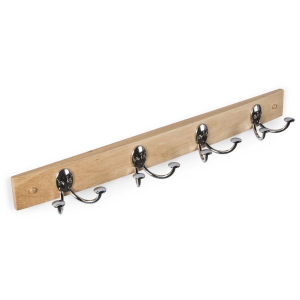 Interior,Impressive Rustic Coat Hook Wall Mounted Design Idea With Stylish Rectangular Wood Wall Mounted And Modern Chrome Hooks,Styles Rustic Coat Hooks Wall Mounted