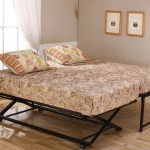 Bedroom,Cheap Bed Design With Stylish Trundle Bed On Combined Soft Floral Mattress And Beautiful Black Bed Frame Also Cool Wood Floor,Collection Of Fun And Cheap Bed