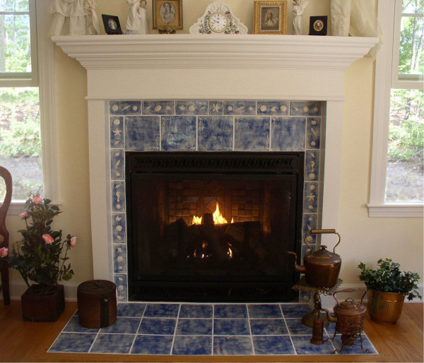 Interior,Fabulous Indoor Plant Decoration Ideas With Wonderful Fireplace And Beautiful Blue Tile Floor On Combined Wood Floor,Indoor Plant Decoration Ideas
