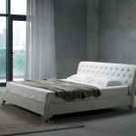 Bedroom,Wonderful San Remo Leather Bed Design Ideas With Charming White Color And Headboard Also Cool Gray Scheme,Style Low Profile Bed Design With Leather Beds