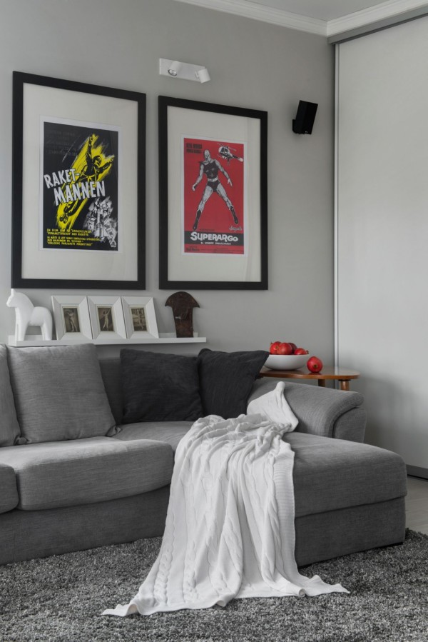 Apartments,Nice Looking White Wall Paint Bachelor Apartment Design Ideas With Marvelous Gray Sectional Sofa And Soft Gray Fur Rug Plus Beautiful Picture Frames Also Cool Brown Round Accent Table,Exceptional Bachelor Apartment Designs