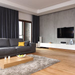 Furniture,Dazzling White Mixed Gray Wall Paint Flat Screen Tv Wall Design Ideas With Wonderful Black Tv Wall Units And Beautiful White Entertainment Center Plus Comfortable Gray Sofa Also Cool Bright Wood Rectangular Tuscan Side Table On Combined Soft Gray Fur Rug ,Stunningly Beautiful And Modern Flat Screen Tv Wall Designs