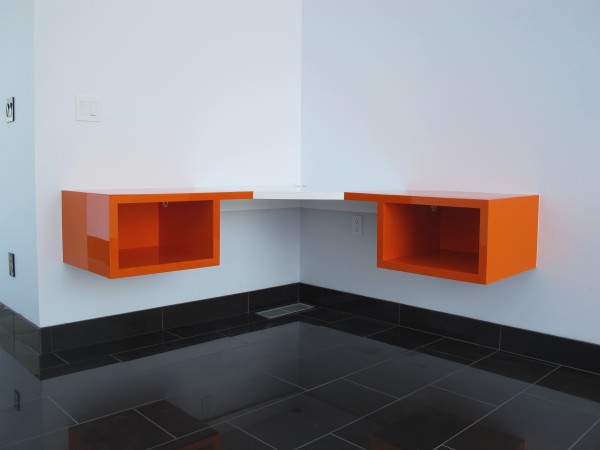 Furniture,Enticing White Wall Paint Office Desk Plan Free Design Ideas With Amazing Corner Office Desk And Nice White Orange Color Also Modern Black Glossy Ceramic Tile Floor,Creative And Simple Office Desk Plans Free For Home