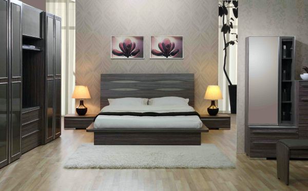 Interior,Stunning Large Space Bedroom Painting Ideas With Adorable Platform Bed In Gray Bed Frame And Comfortable White Bed Sheet Plus Soft White Fur Rug On Combined Trendy Bright Wood Tile Floor Also Gorgeous Black Large Closet,Creative Bedroom Painting Ideas