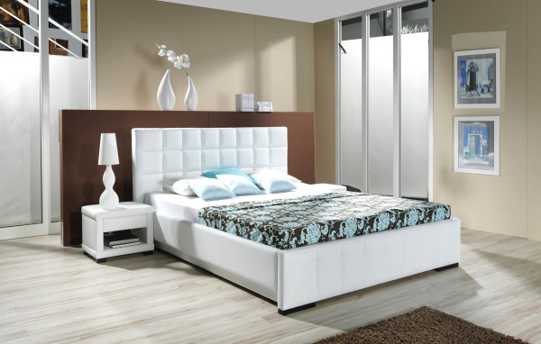 Bedroom,Amazing Beige Wall Paint Furniture Ideas For Small Bedroom Design With Charming Platform Bed On Combined Soft White Leather Bed Frame And Cozy White Leather Padded Headboard Also Beautiful White Wood Nightstand Table Plus Gorgeous White Table Lamp,The Best Furniture Ideas For Small Bedrooms