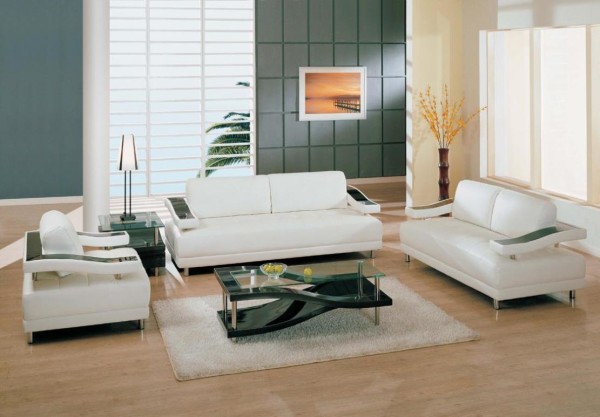 Bedroom,Enthralling Design A Room With Charming White Leather Sofas And Modern Glass Rectangular Table On Combined Black Legs On Combined Soft White Rug Also Trendy Bright Brown Laminate Flooring,Design A Rooms Latest
