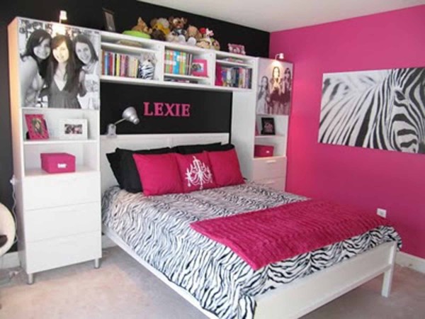 Bedroom,Enthralling Small Space Room Ideas For Young Women With Charming White Wood Bed Frame On Combined Cute Black White Zebra Pattern Bed Cover And Cool Clear Glass Door Bookshelf Also Wonderful White Wood Drawers Plus Beautiful White Black Zebra Artwork,Spoil Your Eyes With Room Ideas For Young Women