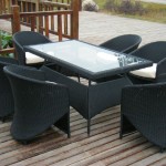 Garden,Nice Spectacular Garden And Furniture Design Ideas With Cool Stylish Rattan Black Chairs Also Adorable Black Rattan Table On Combined Beautiful Wood Floor,Natural Garden And Furniture In Your Comfort