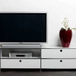 Furniture,Cool Awesome White Wall Paint Flat Screen Tv Wall Design Inspiration With Gorgeous White Entertainment Center And Cool Tv Stand Plus Beautiful Red Glass Potted Plant Also Trendy Dark Brown Wood Floor ,Stunningly Beautiful And Modern Flat Screen Tv Wall Designs