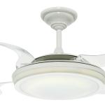 Furniture,Cheap And Beautiful Hunter Fanaway Retractable Blade Ceiling Fan Design Ideas With Beautiful White Ceiling Fan On Combined Charming Frosted Glass Light Also Style Four Retractable Clear Plastic Blades In White Finish,Collection Of Retractable Blade Ceiling Fans Inspiration 