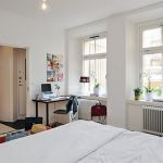 Furniture,Fashionable Home Office Design For Two People With Cool Bedroom And Charming Small Pendant Lamps Ikea Side Bedroom Window Also Elegant Corner Desk Lamp On Combined Black Color Plus Comfortable Black Padded Seat Iron Chair,Comfortable Home Office Design For Two People 