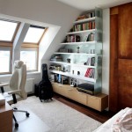 Interior,Small White Attic Home Office Design With Corner White Wooden Wall And Beautiful White Office Rug Design Ideas Also Soft Arm Chair,Impressive Style Office Rugs Design Ideas