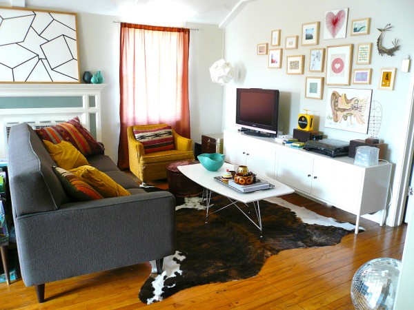 Interior,The Best Cool Black Cowhide Office Rug Design Ideas With Beautiful Grey Sofa And Impressive White Table Also Beautiful Creative Artwork,Impressive Style Office Rugs Design Ideas