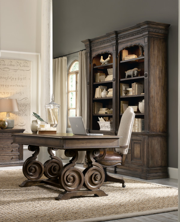 Furniture,Excellent White Desk Chair Design Inspiration With Antique Dark Brown Taek Wood Desk On Combined Soft Sisal Rug And Cool Dark Brown Wood Bookcase Also Gorgeous Gray Mixed White Wall Paint,High Quality With Style Rustic Desk Chairs