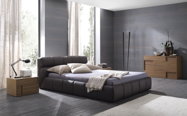 Bedroom,Amazing Gray Wall Paint Bedroom Color And Design With Charming Platform Bed In Cool Black Leather Upholstered Bed Frame And Nice Brown Wood Nightstand Table Plus Exquisite Black Desk Lamp Also Wonderful Brown Wood Dresser,Affordable Teenage Bedroom Colors And Designs Latest