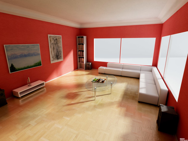 Furniture,Unusual Interior Design Ideas With Comfortable White Sofa And Cool Glass Coffe Table Plus Stylish Corner Wooden Bookshelves Also Beautiful Red Wall Paint,Best Interior Design Ideas To Your Home