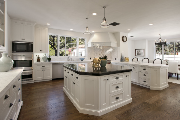Furniture,Cool Amazing White Scheme Beautiful Contemporary Kitchen Decoration With Cool White Wood Kitchen Cabinet And Wonderful Kitchen Island On Combined Black Granite Countertop Also Charming Breakfast Nook Plus Nice Brown Wood Floor,Beautiful Contemporary Kitchens