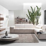 Furniture,Astounding House Interior Design Picture With Awesome White Leather Sofa And Stylish White Round Table Plus Soft Gray Rug Also Cool Wall Mount Brown Wood Shelf Using Gorgeous White Wall Paint,Beautiful House Interior Design Pictures