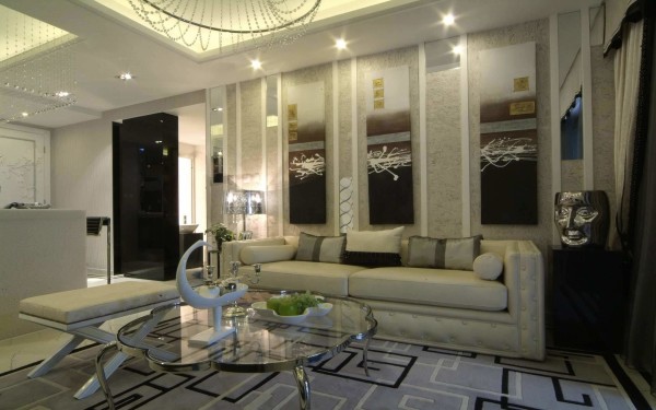 Furniture,Fabulous Interior Design Idea With Picturesque White Leather Two Seater Sofa And Gorgeous White Ottoman Plus Unique Glass Table Also Nice White Ceiling,Fabulous Interior Design Ideas For Modern Home