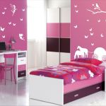 Bedroom,Admirable Pink Wall Paint On Combined Wall Sticker Modern Bedroom Design For Teenage Girl With Comfortable Trudle Bed Plus Charming Double Pink Mattress And Beautiful Wood Nightstand Table Also Cozy Styudy Space ,Modern Bedroom Designs For Teenage Girls