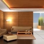 Furniture,Classic Living Room Interior Design Idea With Stylish Beige Leather Sofa Plus Soft Beige Leather Ottoman And Nice Bright Brown Wood Coffe Table Also Wonderful Bright Brown Wood Horizontal Linen Wall,Fabulous Interior Design Ideas For Modern Home