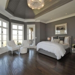 Bedroom,Stunning Gray Wall Paint My Bedroom Ideas With Contemporary Gray Queen Platform Bed On Combined Soft Large White Mattress And Comfortable White Scoop Wing Chairs Plus Cool Over Pendant Lamp Also Beautiful Dark Brown Wood Floor ,Beauty Painting My Bedroom Ideas