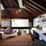Furniture,Fabulous Home Office Design For Two People With Charming White Desk And Cool Bookshelf Also Comfortable Black Arm Chair Plus Unique Single Chair On Combined Soft Multi Color Stripe For Luxurious Concept,Comfortable Home Office Design For Two People 
