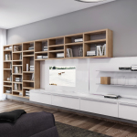 Furniture,Creative And Cool Tv Wall Panel Design Inspiration With Cool Awesome Large Bookcase And Beautiful White Floating Cabinet Also Gorgeous White Open Shelves ,Modern Tv Wall Panel Designs