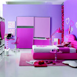 Bedroom,Stunning Teenage Bedroom Color Design With Amazing Pink Leather Bed Frame On Combined Comfortable White Bed Sheet And Cute Lover Shape Headboard Plus Stylish Corner Study Space Also Gorgeous Heart Wall Sticker On The Purple Wall,Design Perfect Teenage Bedroom Colors