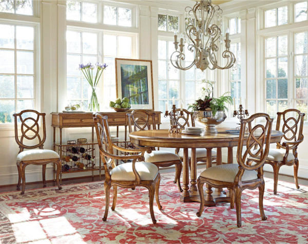 Dining Room,Cool Amazing Stanley Furniture Dining Room Design With Antique Wood Dining Table And Comfortable Wood Chairs Pad On Combined Pretty Red Rug Also Classic Pendant Lamp,Stanley Furniture Dining Room 
