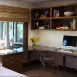 Furniture,Adorable Small Space Desk Chair Decoration With Stunning Corner Dark Brown Wood Desk And Beautiful Brown Bamboo Curtain Also Cool Brown Wood Wall Mount Bookshelf On The Cream Wall,High Quality With Style Rustic Desk Chairs
