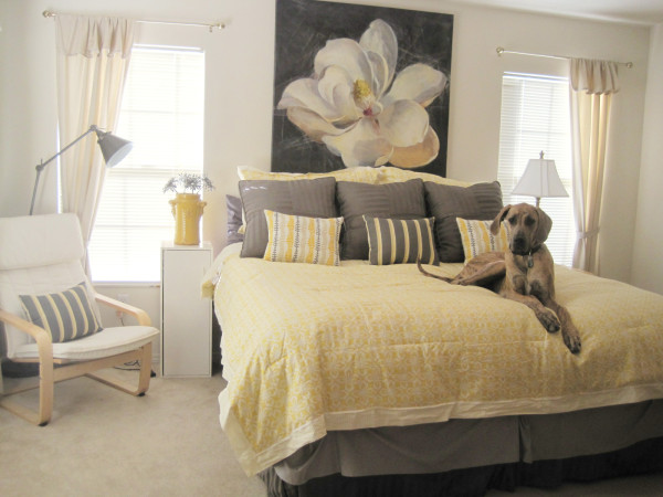 Bedroom,Contemporary White Background Bedroom Color And Design With Fancy Yellow Pattern Bed Cover Also Nice Bright Brown Wood Chair On Combined Comfortable White Thick Padded Seat Plus Gorgeous Artwork,Affordable Teenage Bedroom Colors And Designs Latest