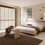 Bedroom,Retro Large Space Really Cool Bedroom Design Ideas With Awesome Bight Brown Wood Bed Frame On Combined Comfortable White Bed Sheet And Nice White Bench Plus Soft Large Brown Rug Also Gorgeous Wall Mounted Bright Brown Bookshelf,Really Cool Bedrooms Designed With A High Comfort Level