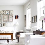 Furniture,Admirable Large Space Interior House Design Picture With Charming White Fabric Sofas And Vintage Brown Wood Square Accent Table On Combined Beautiful White Cup Table Lamp Also Nice Brown Rectangular Table Using Picturesque White Wall Paint,Picturesque Interior House Design Pictures 2015