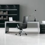 Office & Workspace,Minimalist White Executive Office Desk Design Inspiration With Beautiful Black Bookcase And Modern Black Arm Chair Also Beautiful Black Wood Cabinet,Comfort Workspace With Exetucutive Office Desks