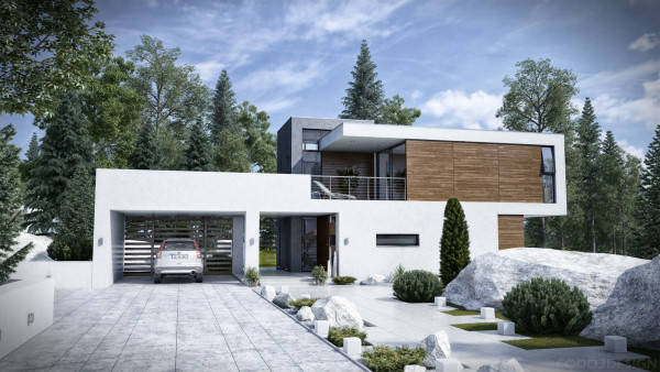 Architecture,Cool Amazing Large Modern House Design Ideas With Adorable White Exterior And Beautiful Garage Also Gorgeous Green Plants,Flawless Large Modern Houses Inspiration