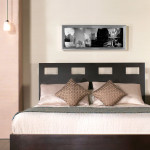 Furniture,Simple Interior House Design Picture With Nice Dark Brown Wood Bed Frame On Combined Soft White Bed Cover And Wonderful Dark Brown Wood Nightstand Table Also Exquisite Dark Brown Wood Dresser Plus Beautiful Hanging Lamps,Picturesque Interior House Design Pictures 2015