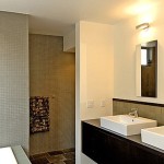 Bathroom,Gorgeous Small Space Bathroom 2011 Decoration With Amazing Floating Black Bathroom Vanity On Combined Wonderful Square White Ceramic Vessel Sinks And Modern Single Handle Bathroom Faucets Also Beautiful Double Vertical Wall Mirror,Perfect Bathrooms 2011 Design Modern