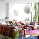 Furniture,Extraordinary White Wall Paint Decorative Pillows For Couche With Beautiful Blue Round Accent Table Plus Nice Yellow Potted Plants Also Modern Black Window Frame,Cute And Pretty Decorative Pillows For Couches