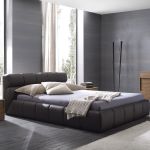 Bedroom,The Best Modern Small Designer Bedroom With Marvelous Platform Bed In Stylish Black Leather Bed Frame On Combined Comfortable Gray Bed Sheet And Cool Natural Wood Nightstand Table Plus Nice Black Halogen Desk Lamp Also Minimalist Brown Wood Dresser,The Best Modern Small Designer Bedrooms