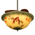 Furniture,Admirable Rectractable Blade Ceiling Fan Design Inspiration With Style Frosted Glass On Combined Birds Print And Beautiful Brown Blade For Unique Concept,Collection Of Retractable Blade Ceiling Fans Inspiration 