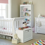 Bedroom,Marvelous Gray Wall Paint Children Bedroom Design Inspiration With Beautiful White Wood Baby Crib And Cool White Wood Open Shelf Also Exquisite White Wood Dresser Plus Natural Wood Linen Floor,Cool Stylish With Themed Children Bedroom Designs