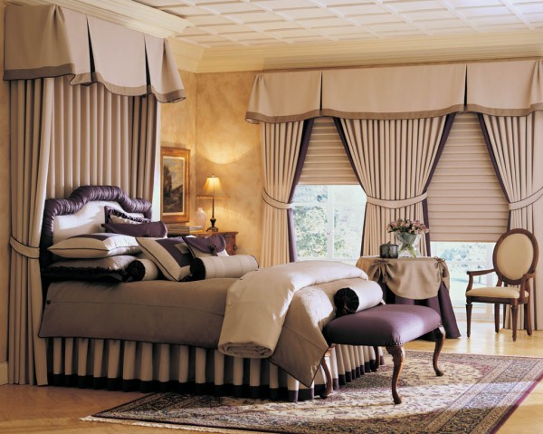 Uncategorized,Charming Soft Bed With Modern Wooden Chair And Beutiful Drapery Custom Window Tratment Also Pretty Carpet For Bedroom Design Idea,Custom Window Treatments Decoration For Your Room